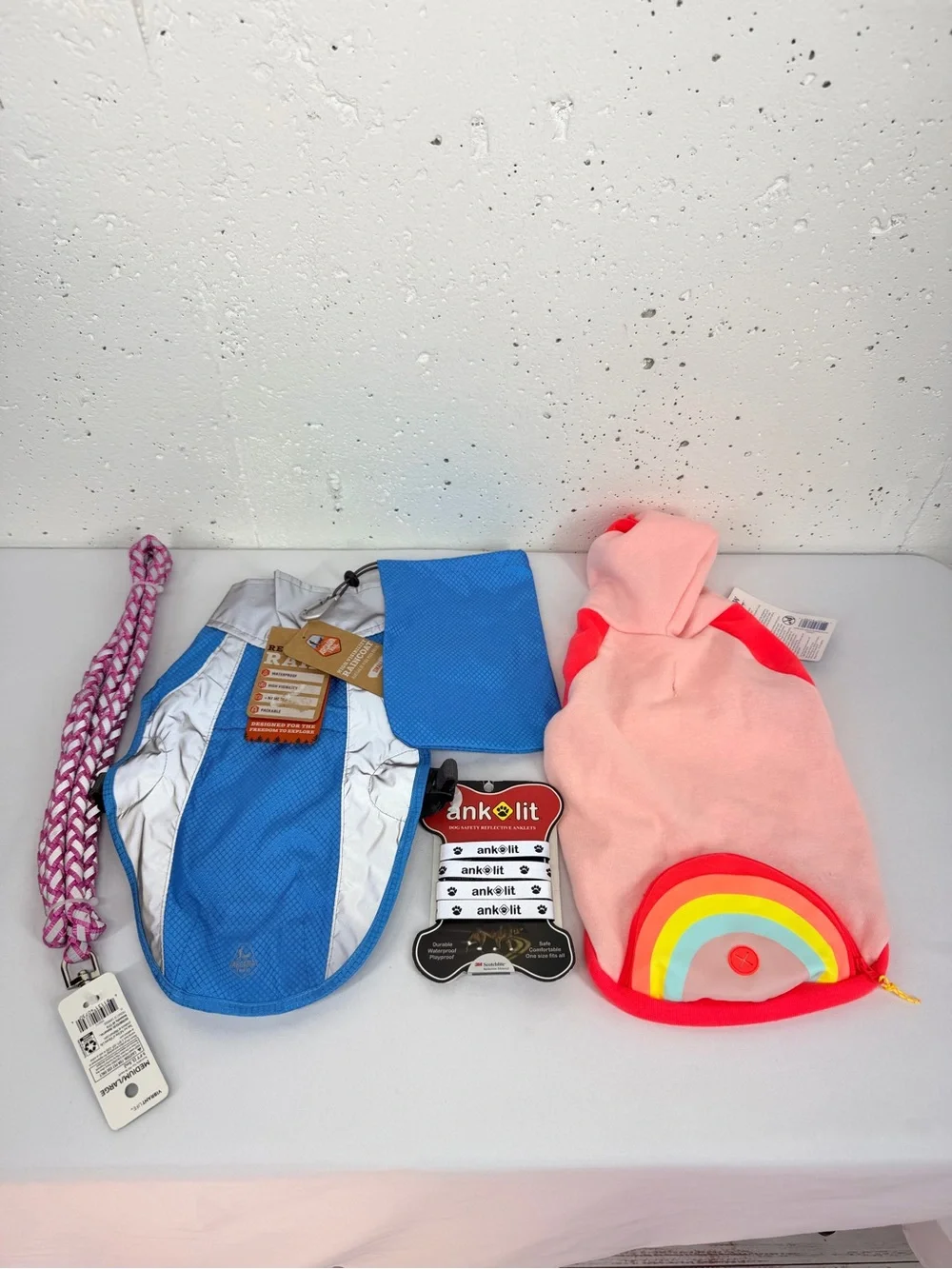 Lot of 4 All NEW Arcadia Trail Raincoat Top Paw Hoodie Vibrant Life Leash 3M Lit